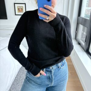 C by Bloomingdale's Cashmere Long Sleeve Crewneck Pullover Sweater Black Small